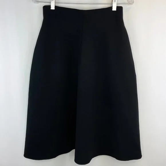 SOLD: Jil Sander Black A-Line High Waisted Wool Blend Skirt - Picture 7 of 10